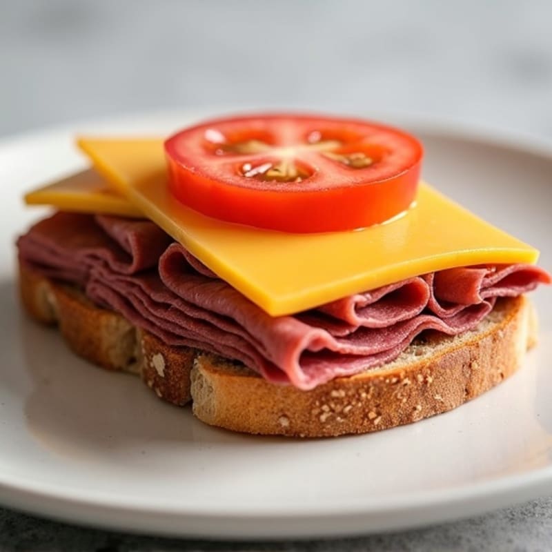 Lean Roast Beef and Sharp Cheddar Open-Face Sandwich