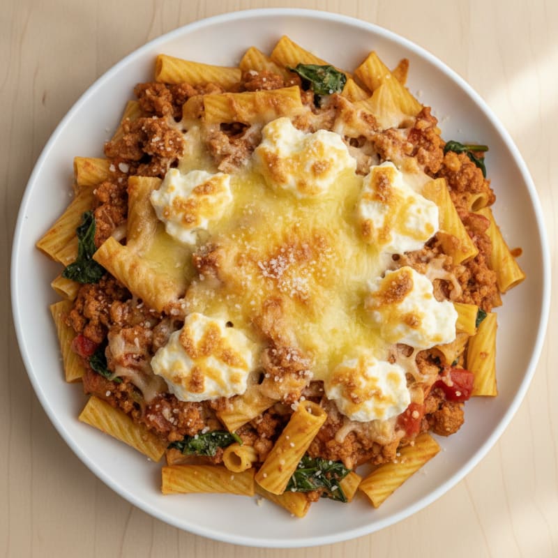 Cheesy Baked Ziti with Hearty Marinara