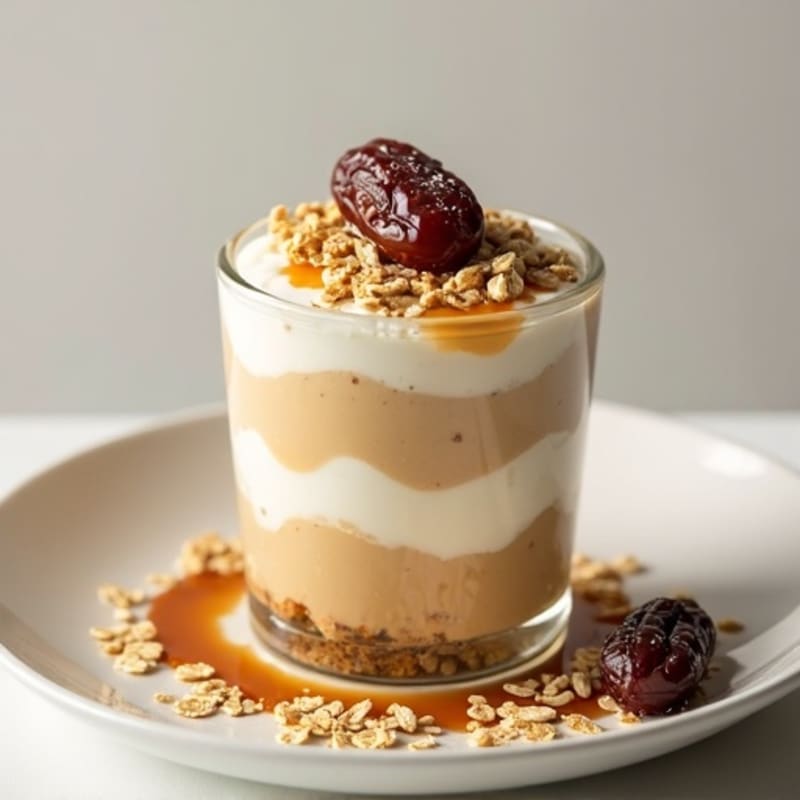 Creamy Protein Cheesecake Parfait with Salted Date Caramel