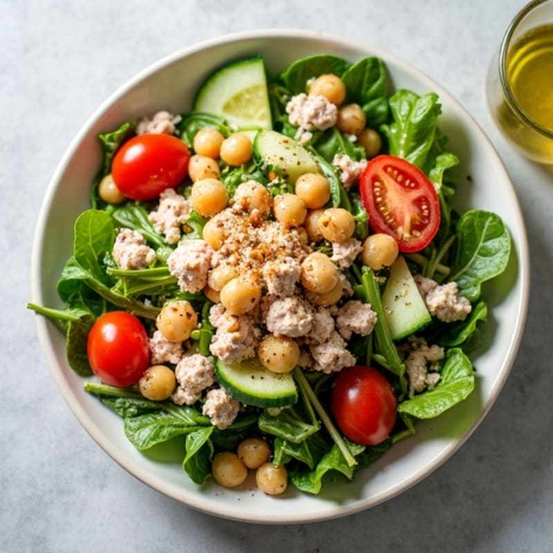 Tuna and Chickpea Crunch Salad with Mixed Greens