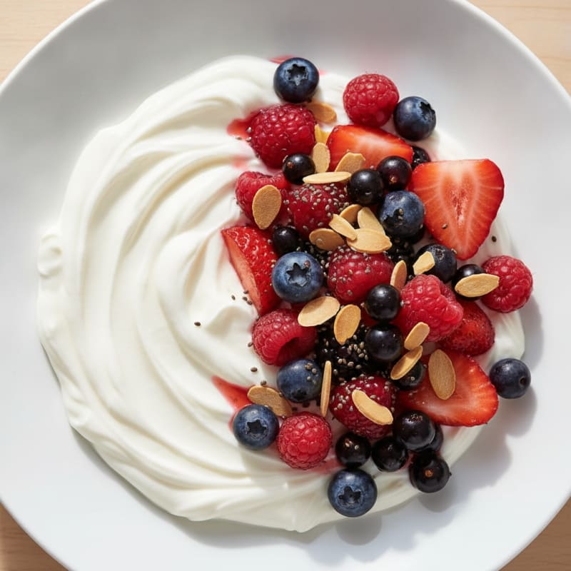 Silky Greek Yogurt Protein Pudding with Mixed Berries