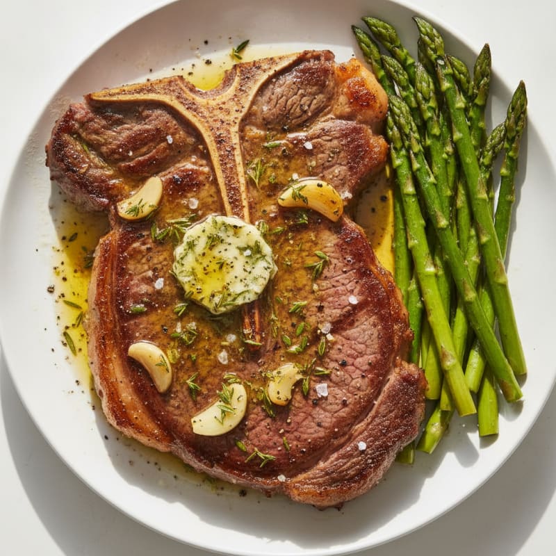 Pan-Seared T-Bone Steak with Garlic Herb Butter