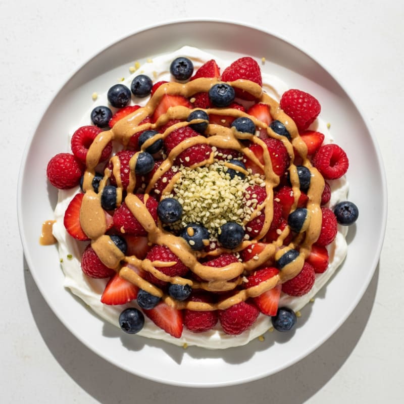 Creamy Greek Yogurt Parfait with Almond Butter and Mixed Berries