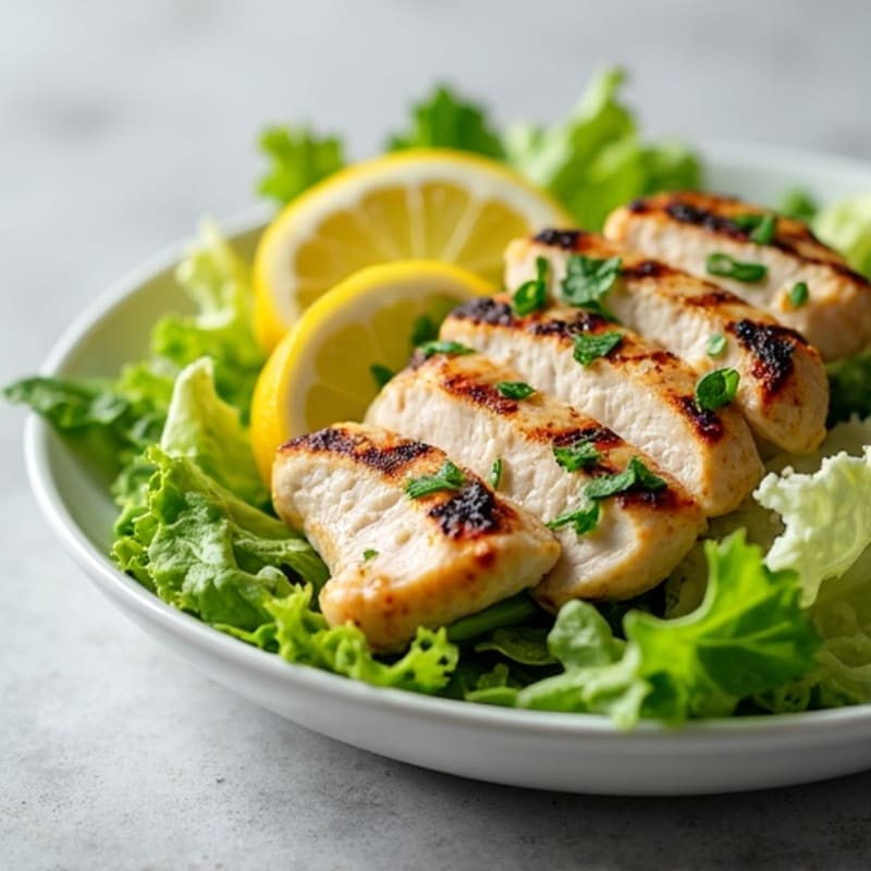 Grilled Chicken Crispy Romaine Salad with Creamy Garlic Dressing