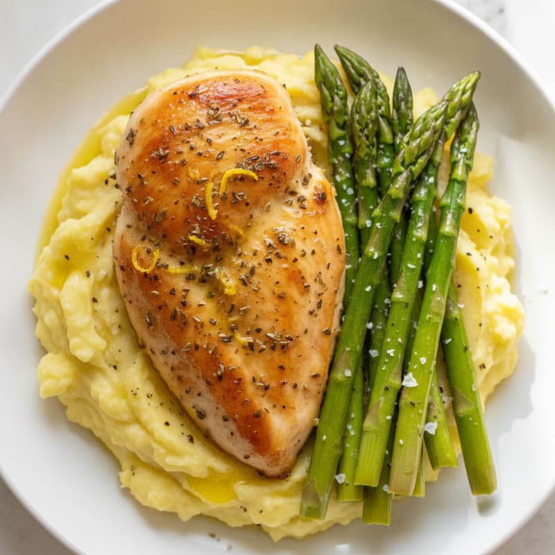 Lemon Herb Roasted Chicken with Asparagus