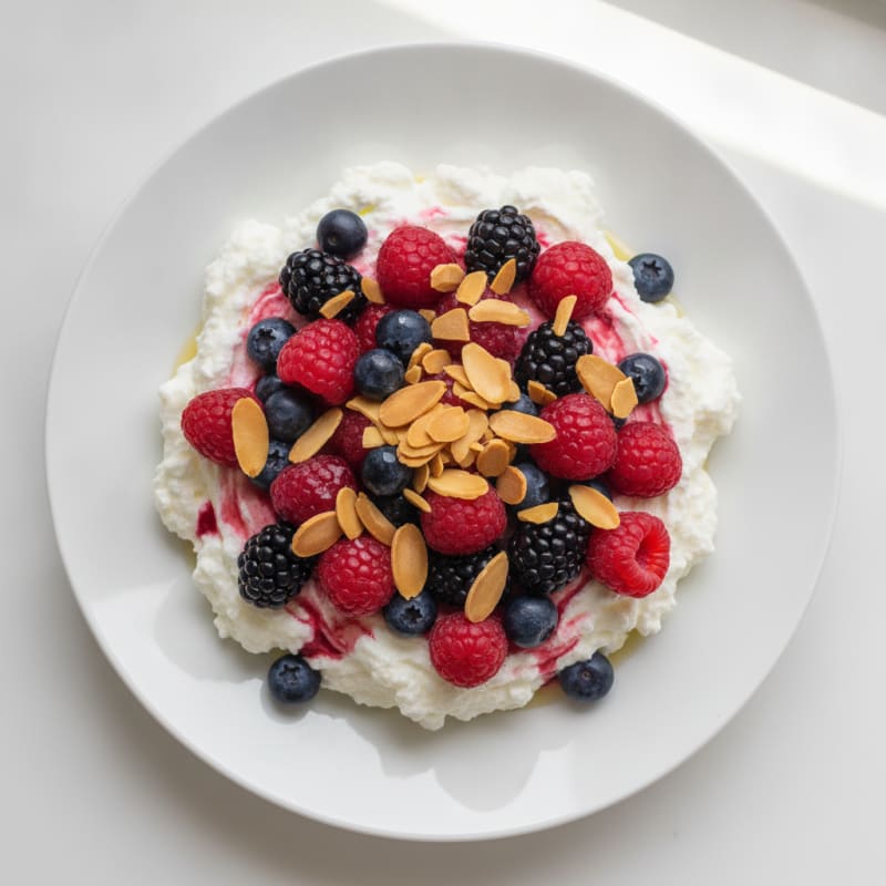 Greek Yogurt Protein Mousse with Mixed Berries