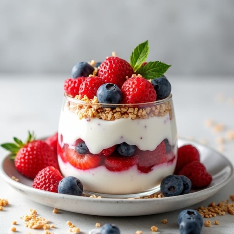 Greek Yogurt Protein Parfait with Mixed Berries