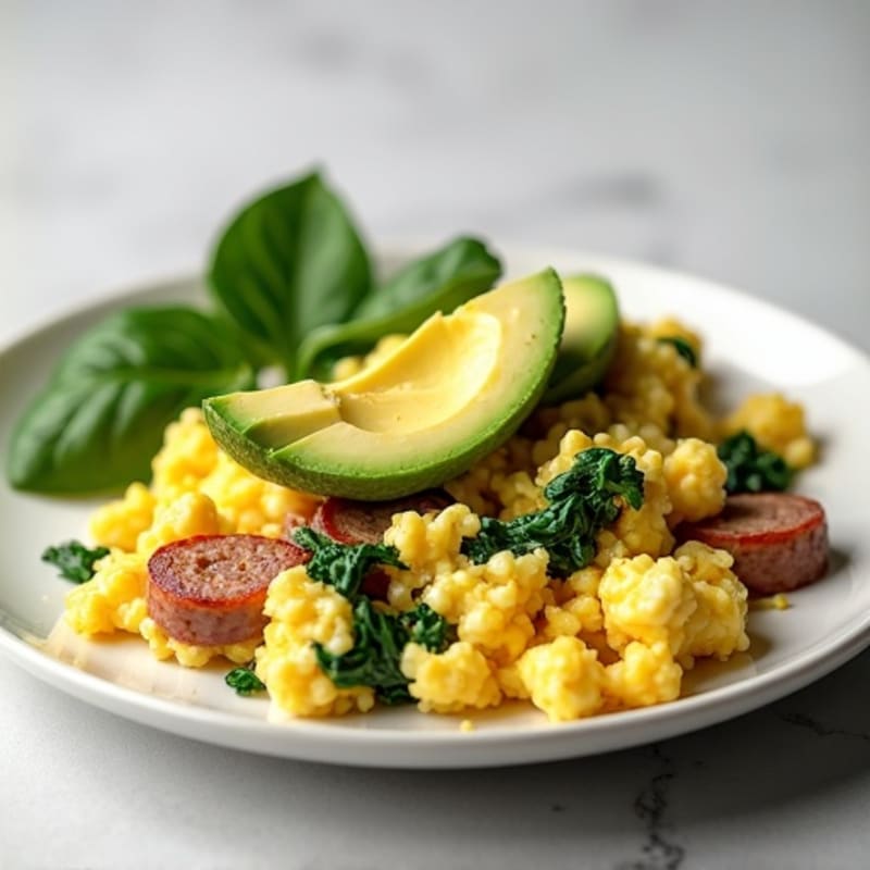 Egg White Scramble with Spinach and Turkey Sausage