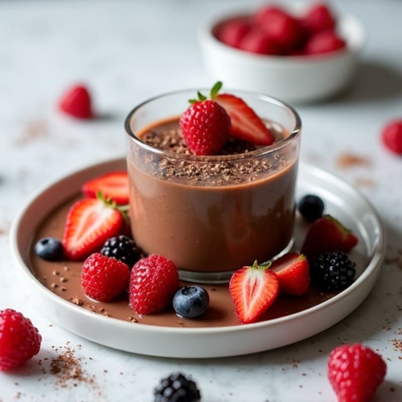 Silky Chocolate Protein Pudding with Fresh Berries