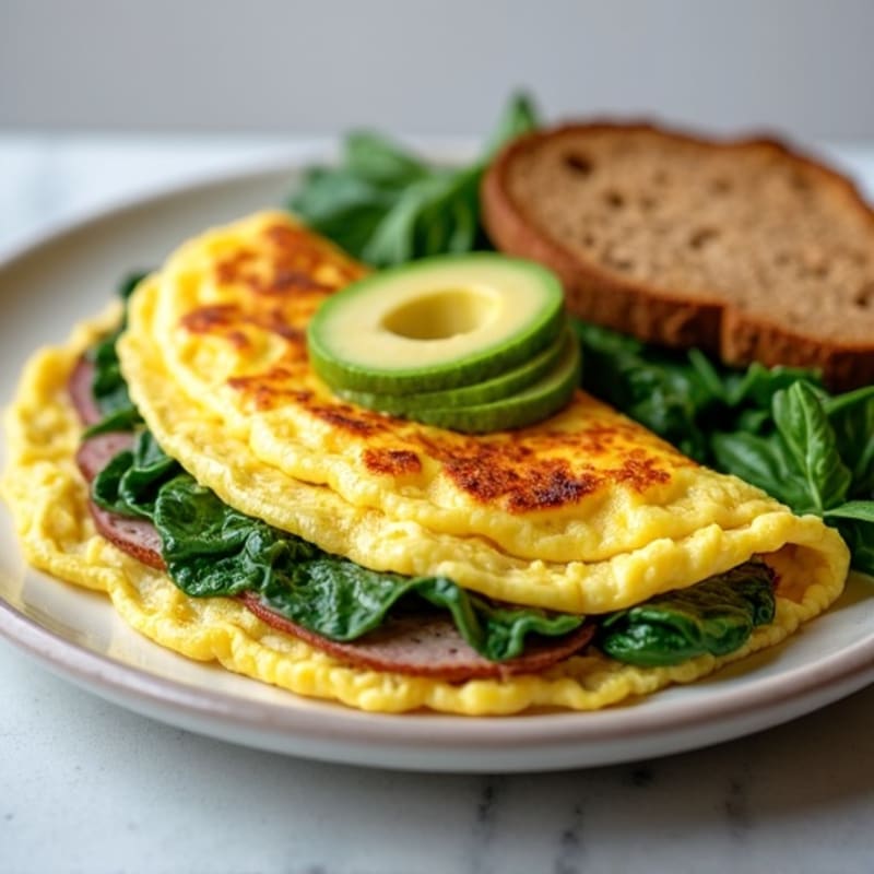 Egg White Spinach Omelette with Turkey Sausage