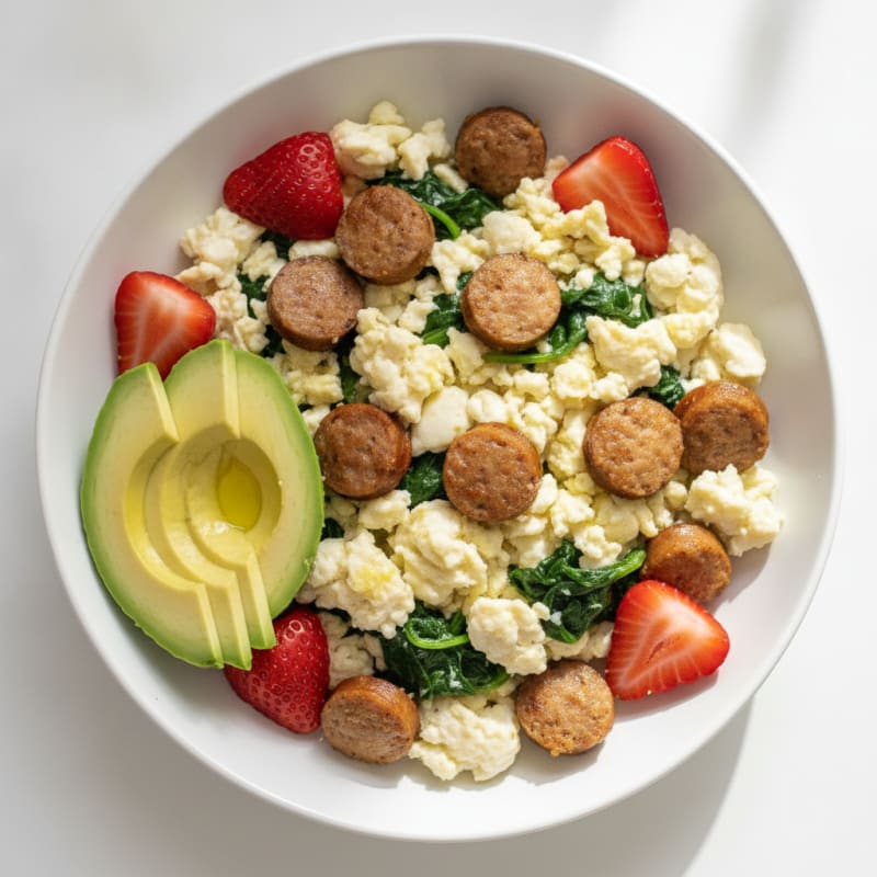 Egg White and Turkey Sausage Scramble with Spinach
