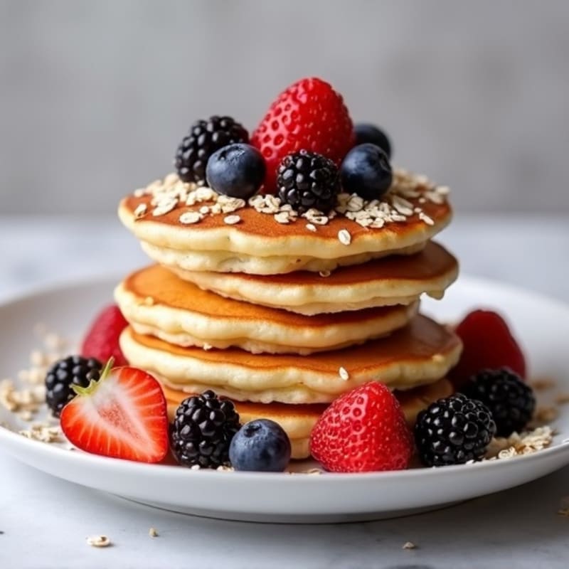 Fluffy Protein Pancakes with Fresh Berries