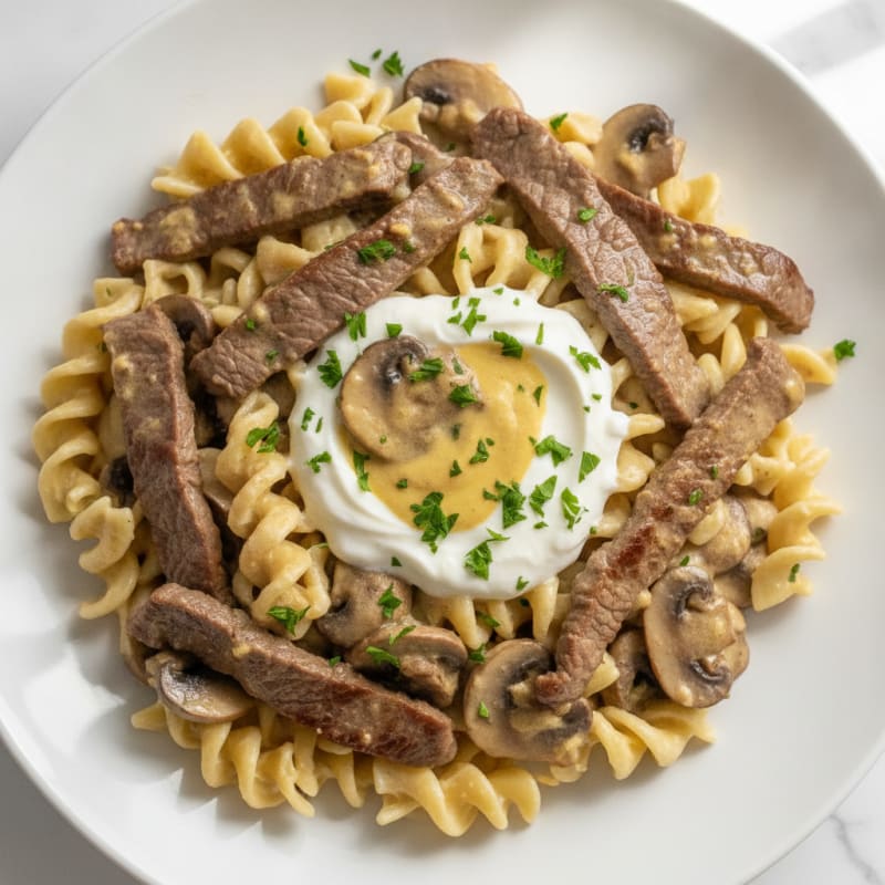 Classic Beef Stroganoff with Egg Noodles
