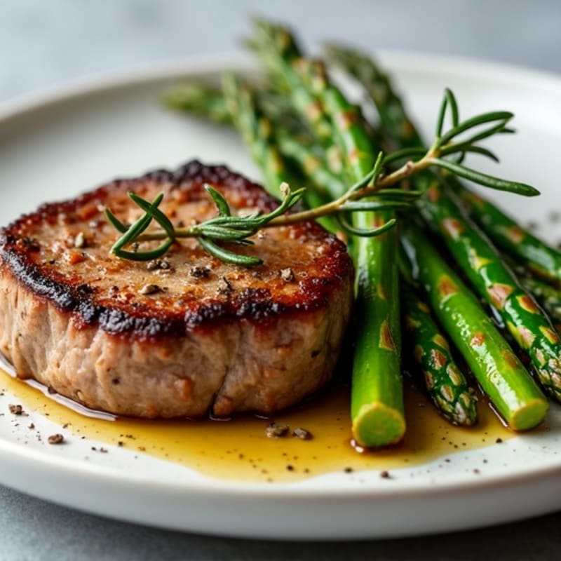 Pan-Seared Steak with Garlic Herb Roasted Asparagus