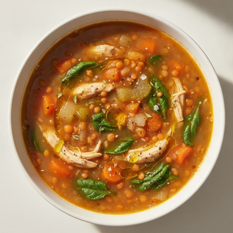 Hearty Red Lentil Soup with Vegetables