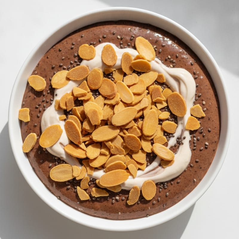 Silky Chocolate Protein Pudding with Almonds