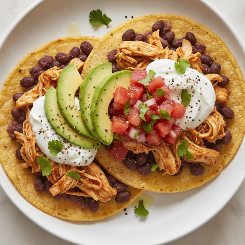 Chicken and Black Bean Tostadas