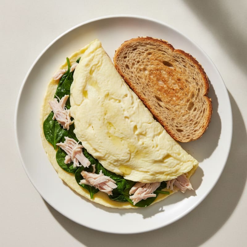 Egg White Spinach Omelette with Toasted Bread