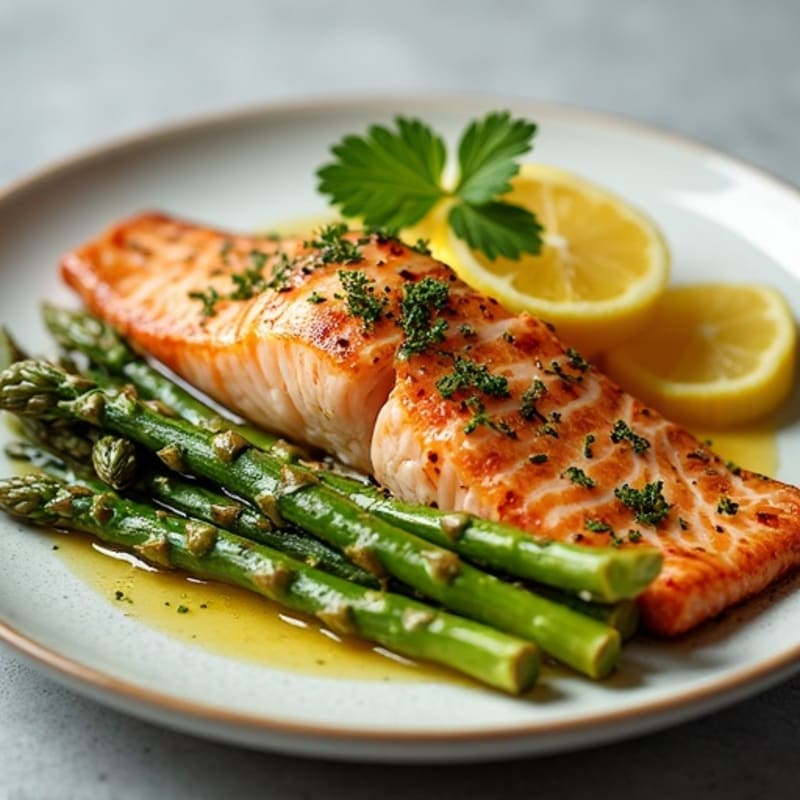 Lemon-Herb Roasted Salmon with Crispy Asparagus