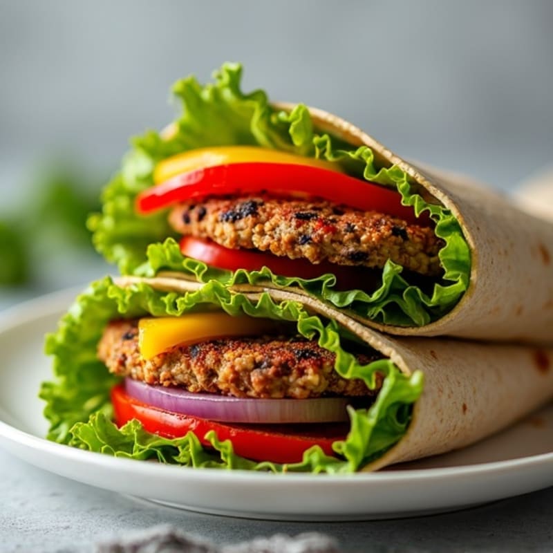 Crispy Black Bean Veggie Burger Wraps