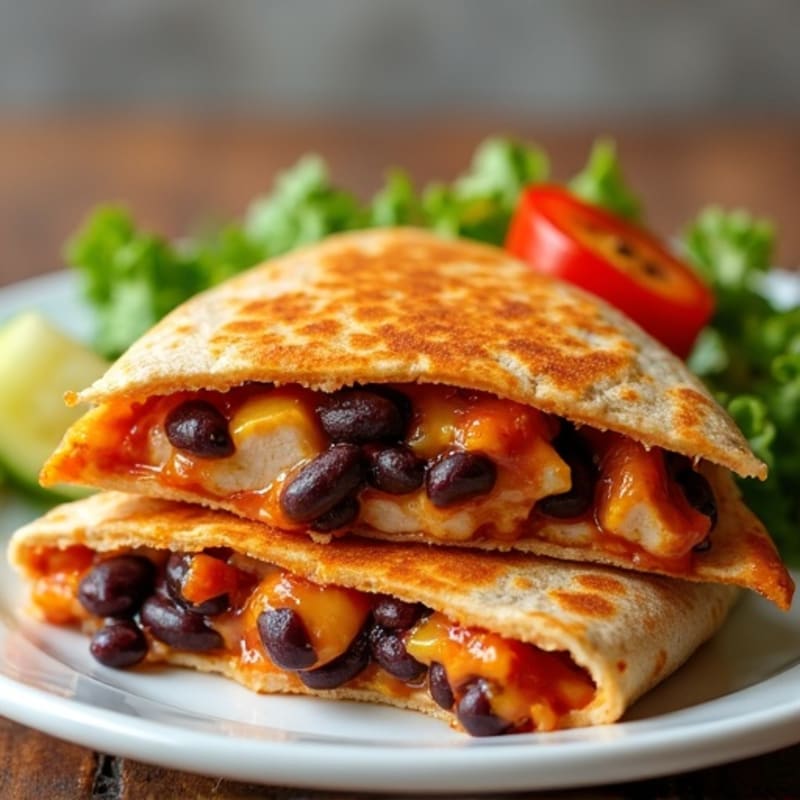 Crispy BBQ Chicken and Black Bean Quesadilla