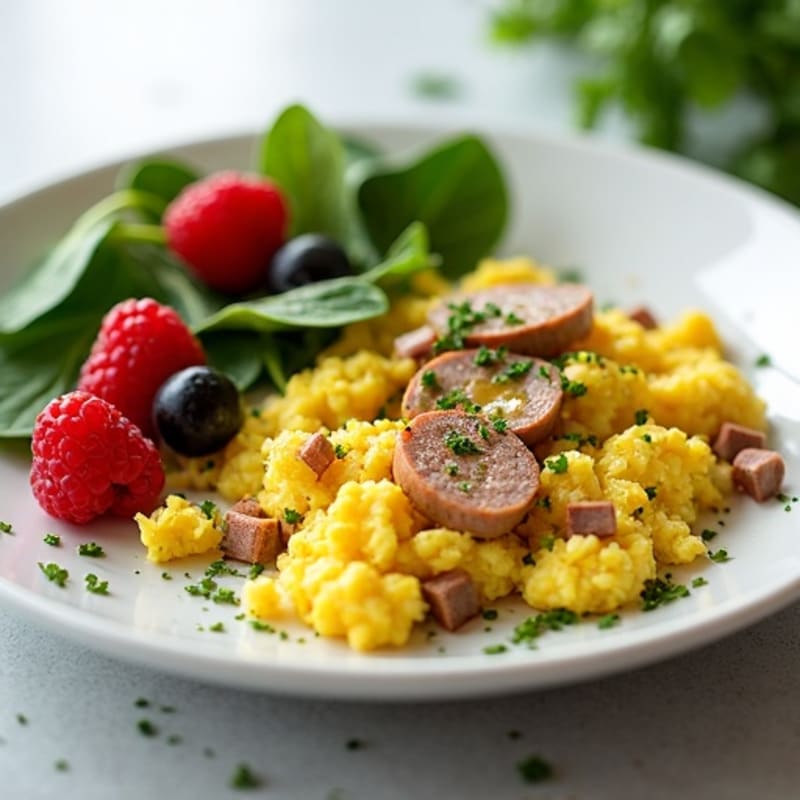 Egg White Scramble with Turkey Sausage and Spinach