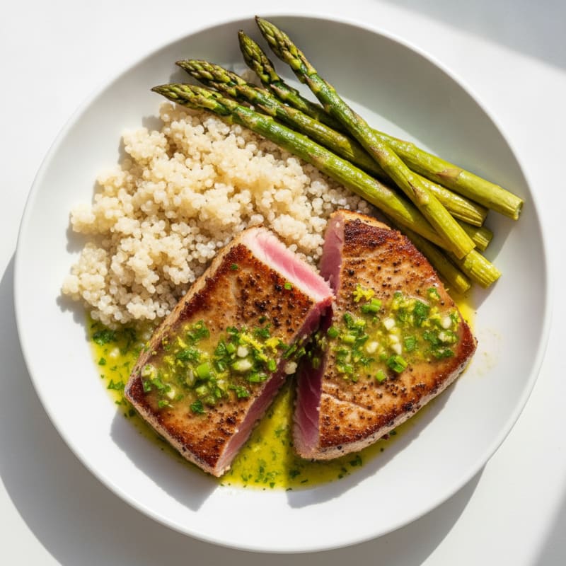 Seared Tuna with Lemon-Herb Sauce