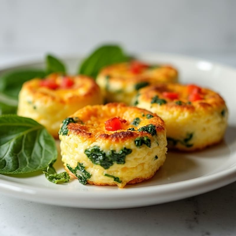 Fluffy Baked Egg Bites with Spinach and Roasted Red Pepper