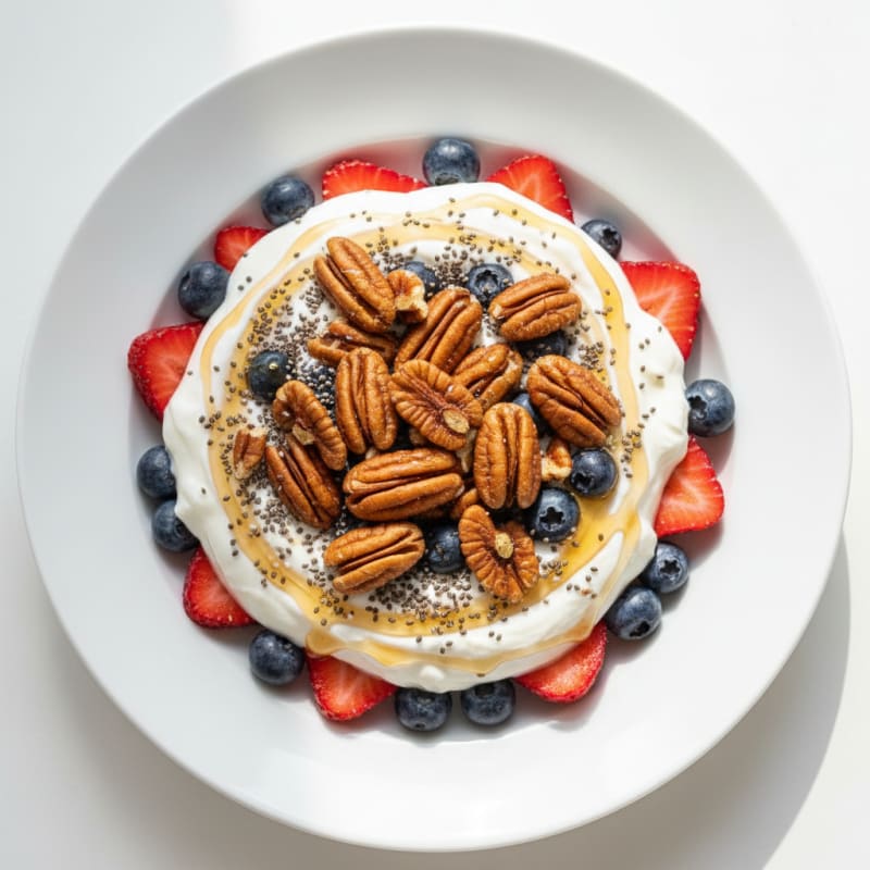 Greek Yogurt Parfait with Fresh Berries and Chia Seeds