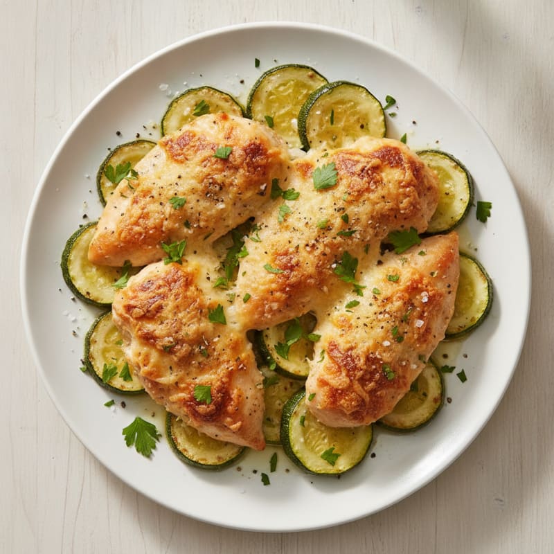 Herb-Roasted Chicken and Zucchini with Parmesan