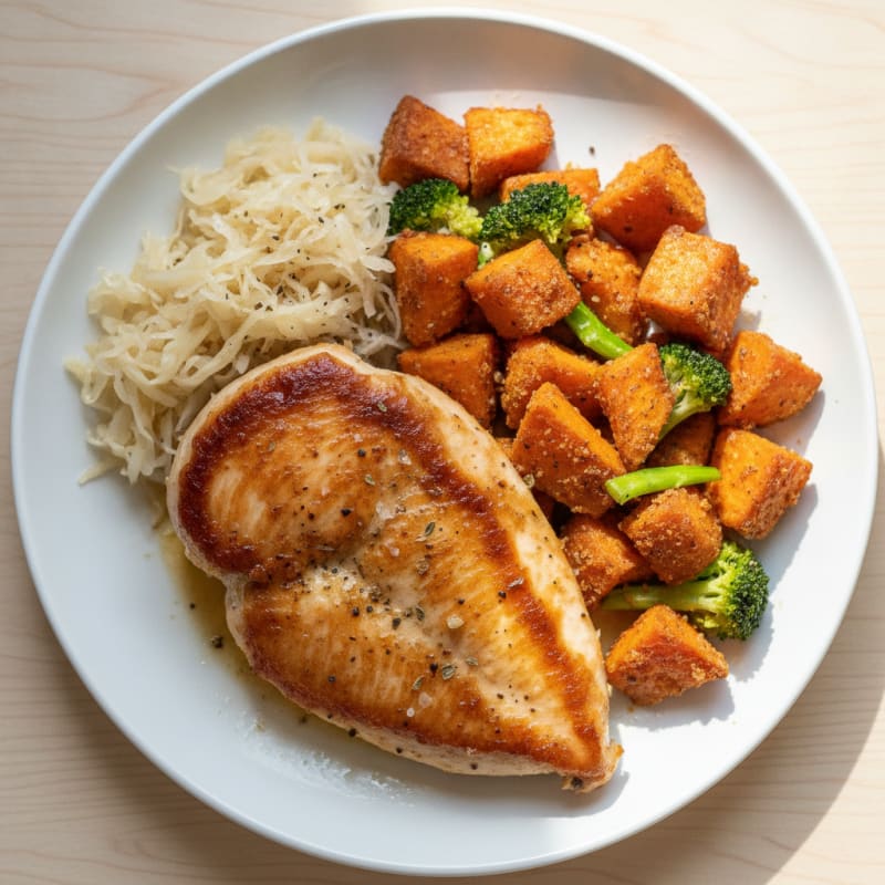 Pan-Fried Chicken with Roasted Sweet Potato