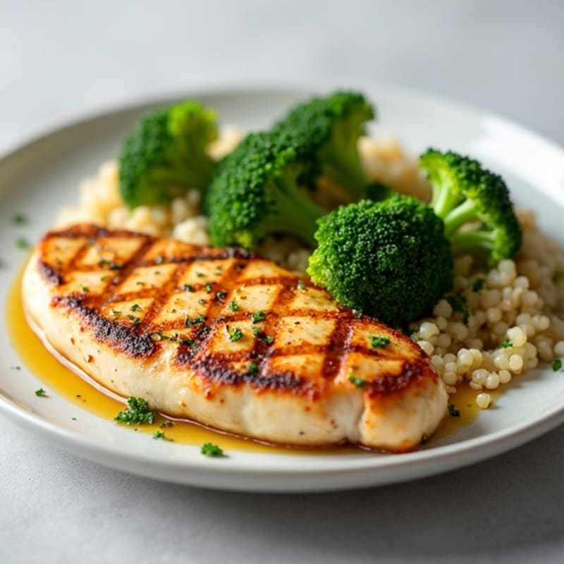 Grilled Chicken Breast with Quinoa and Steamed Broccoli