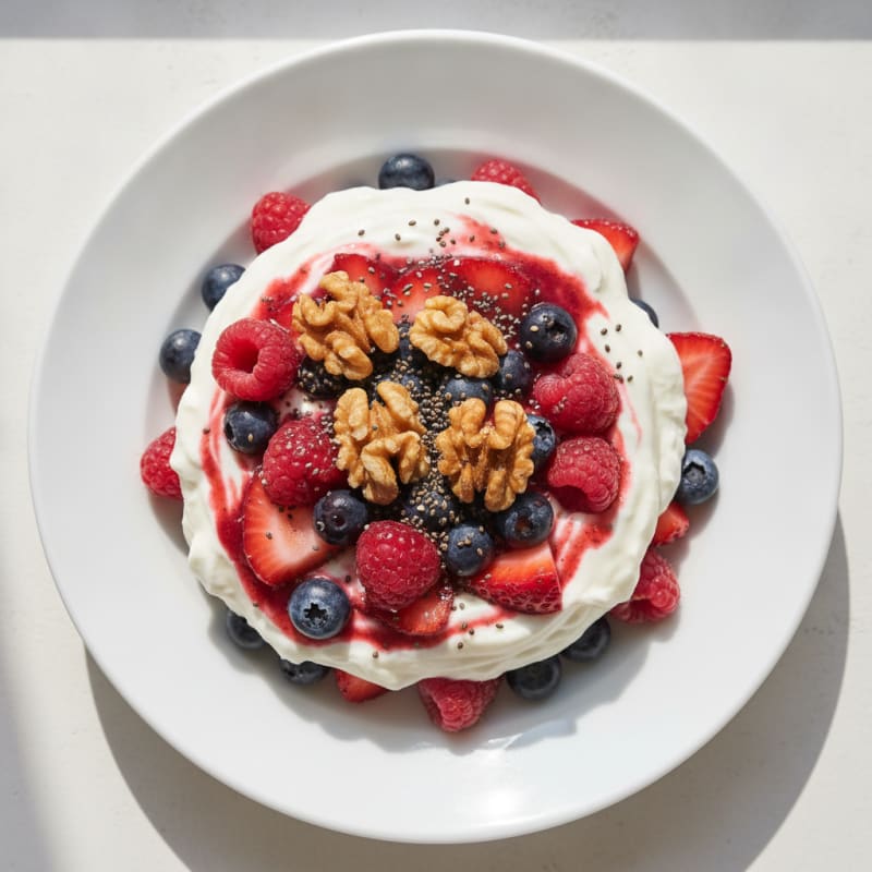 Greek Yogurt Protein Parfait with Mixed Berries