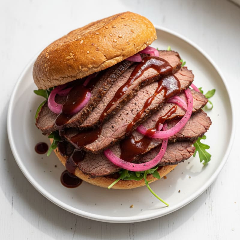 Smoky Brisket Sandwich with Pickled Onions