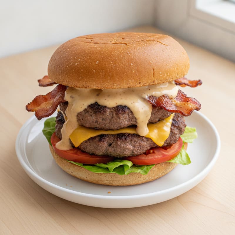 Double Bacon Cheeseburger with Secret Sauce