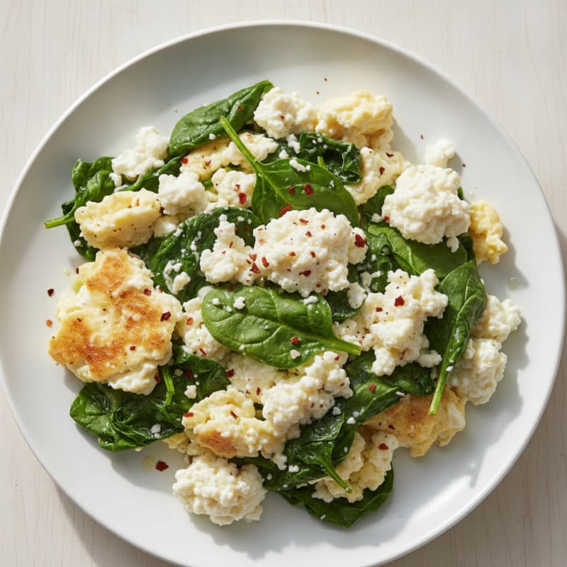 Egg White and Cottage Cheese Scramble with Spinach