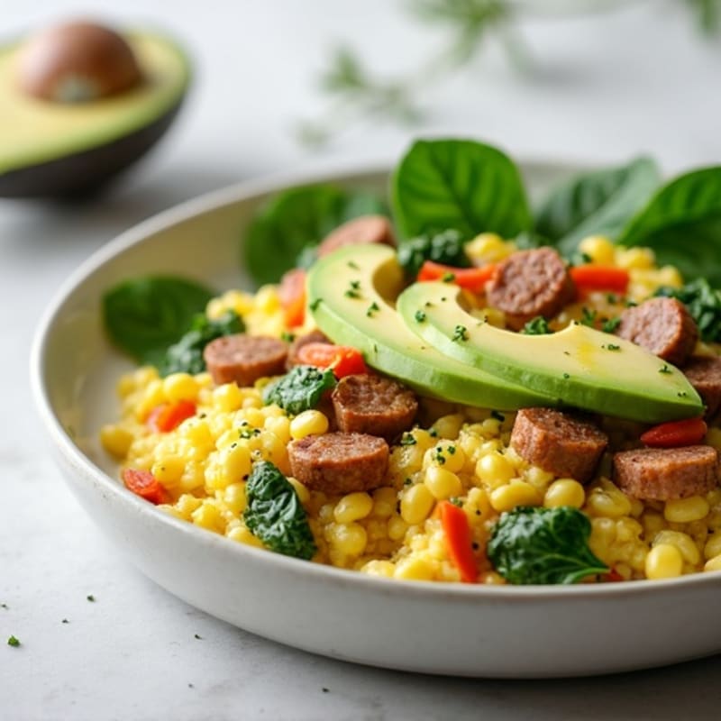 Egg White Scramble with Spinach and Turkey Sausage