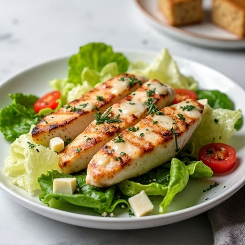 Grilled Chicken Caesar Salad with Crispy Romaine