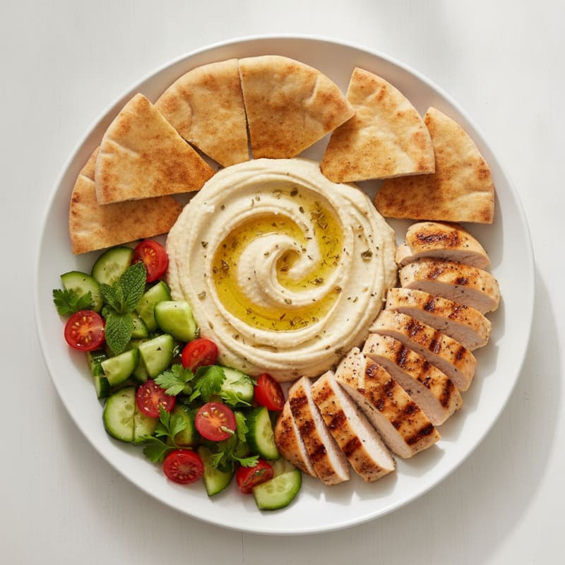 Mediterranean Hummus Platter with Grilled Chicken