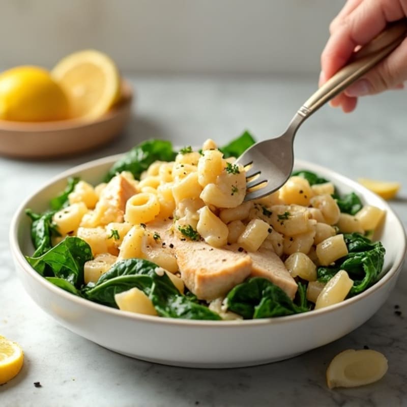Creamy Lemon Garlic Chicken Pasta with Fresh Spinach