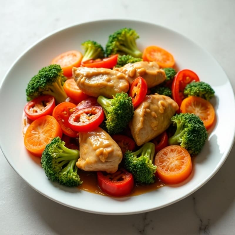Peanut Butter Chicken and Crispy Vegetable Stir-fry