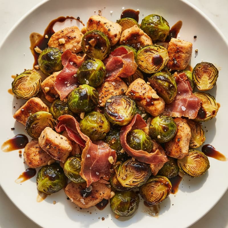 Balsamic-Glazed Brussels Sprouts with Prosciutto