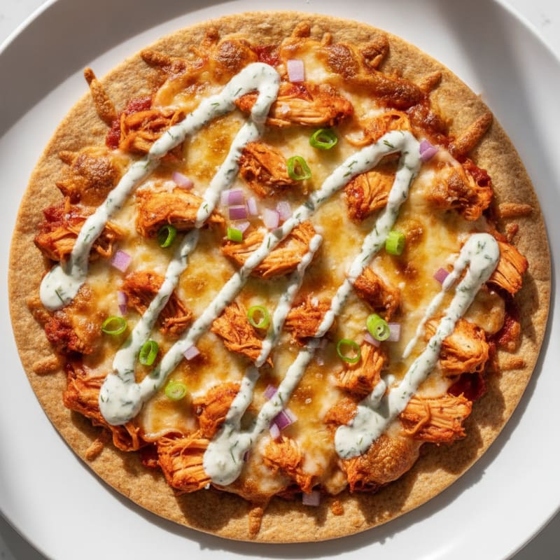 Buffalo Chicken Pizza with Ranch Drizzle