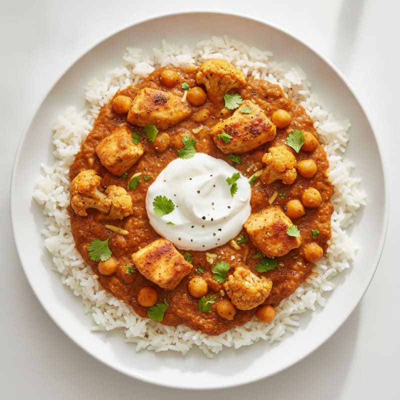 Cauliflower Chickpea Curry with Greek Yogurt