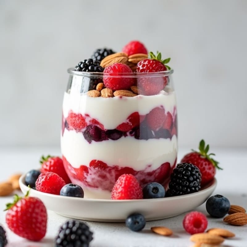 Greek Yogurt Protein Parfait with Mixed Berries
