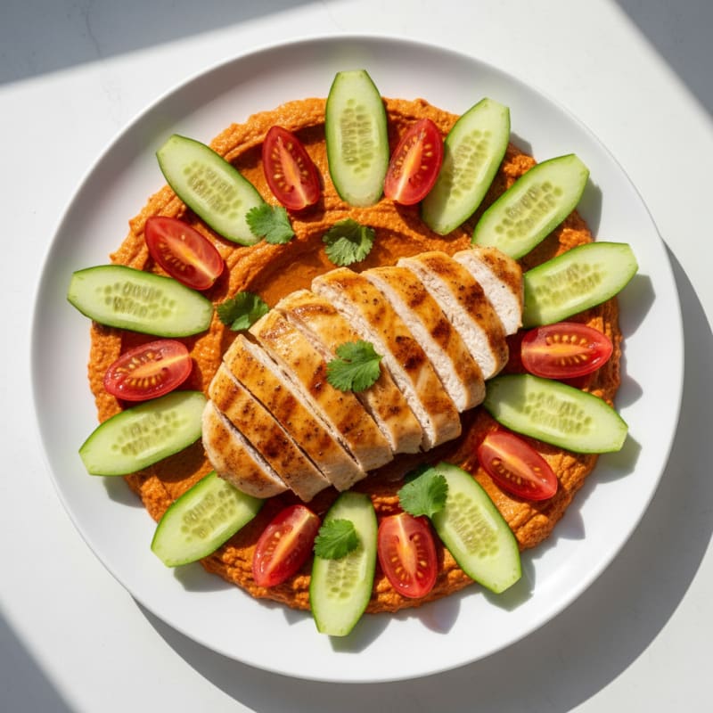 Creamy Roasted Red Pepper Hummus Platter