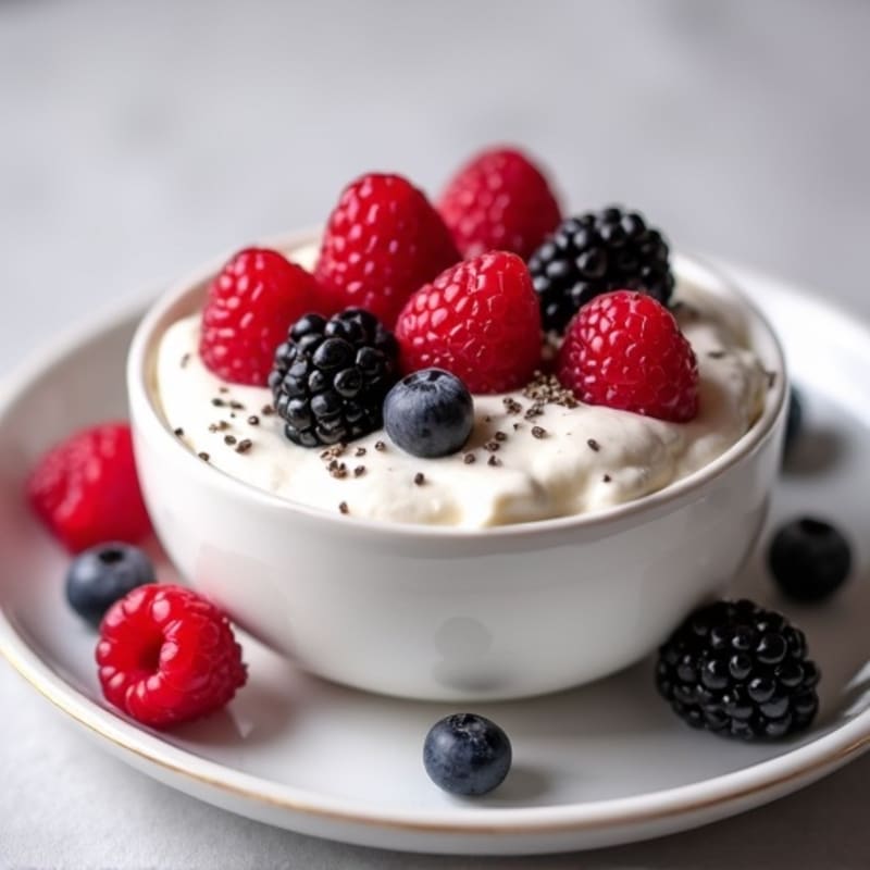 Greek Yogurt Protein Mousse with Mixed Berries