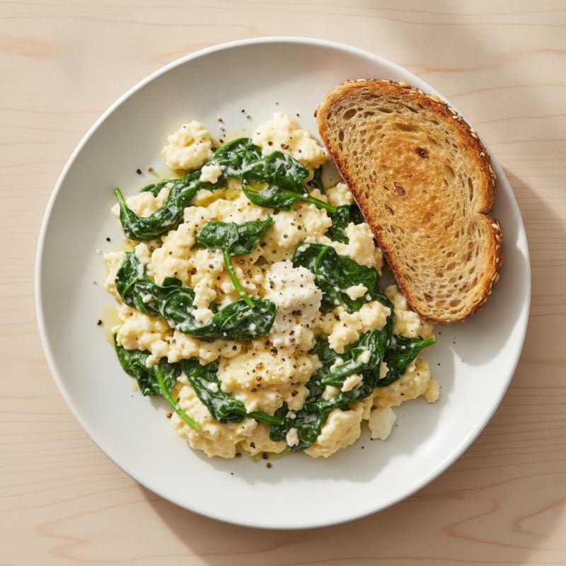 Hearty Scrambled Eggs with Spinach
