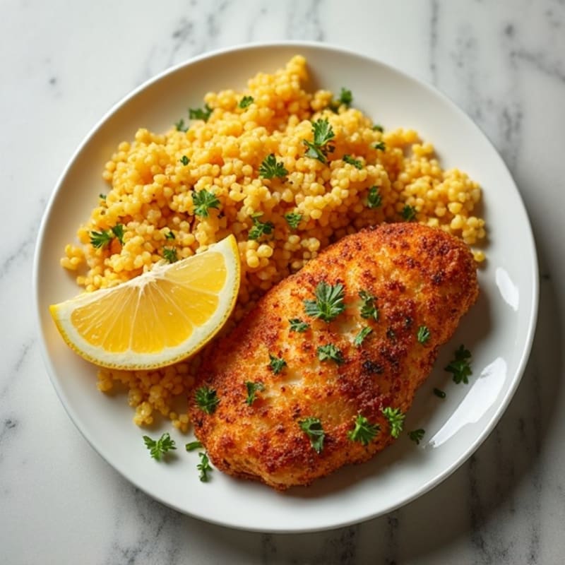 Crispy Pan-Fried Garri with Herb-Seasoned Protein