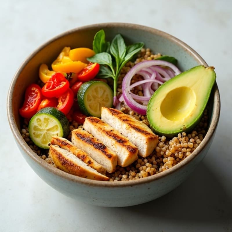 Grilled Chicken and Quinoa Bowl with Roasted Vegetables